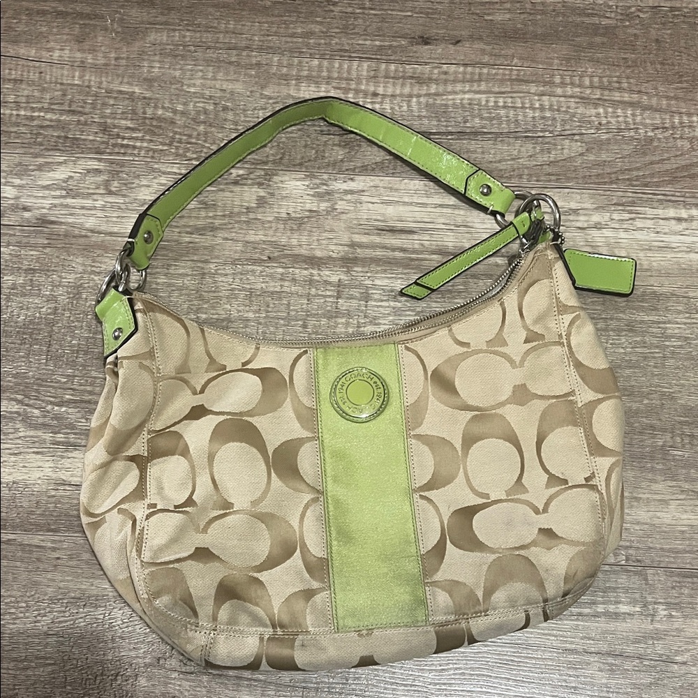 Coach Signature C Jacquard Hobo Shoulder bag - Lime green
